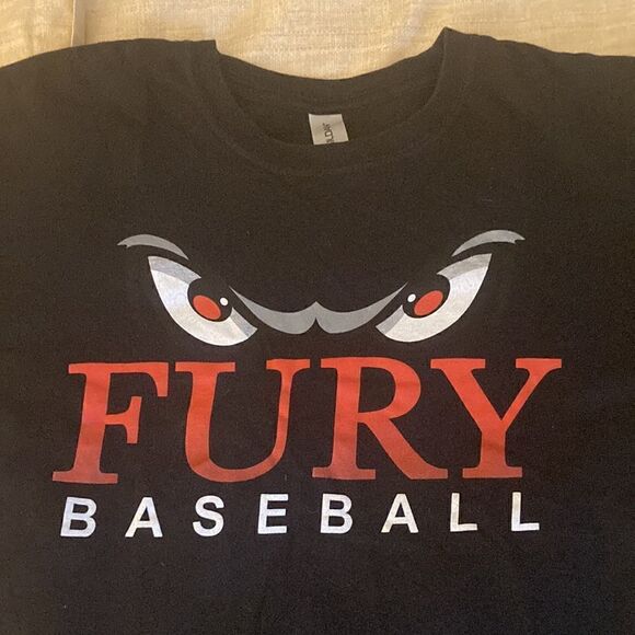 Fury Little League Baseball Black CottonTee Shirt with short sleeves. Medium. - Picture 2 of 4